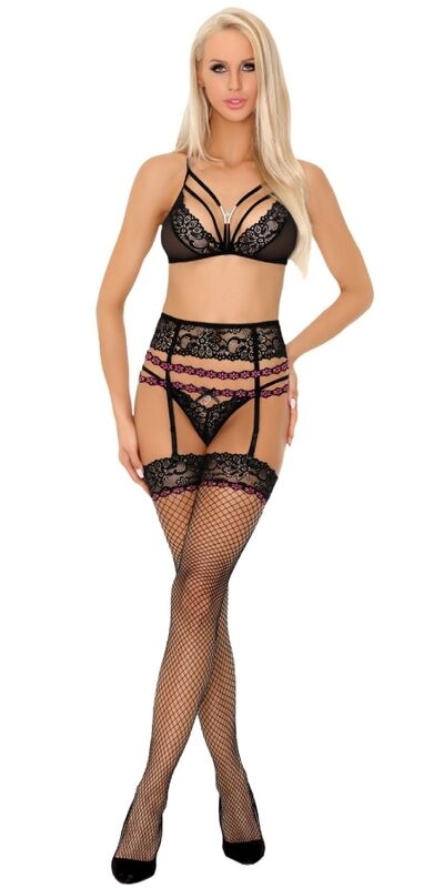 SNEHANA LC 90443 Conjunto de lingerie elegante e sensual, renda preta.