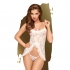 Lingerie chemise semi transparente com design floral.