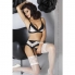 Conjunto sexy preto com renda branca