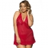 Babydoll sensual, vermelho, transparências, bordados florais, tanga